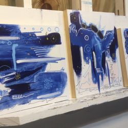 LAST SALE PRICE !!!! “Abstract” Triptic Original Paintings On Wood