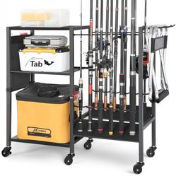  Fishing Rod Holders Fishing Gear Fishing Equipment Organizers Fishing Pole Holders Fishing Rod Tackle Cart for Garage Home Entryway Corner Gift Ideas