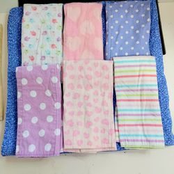 ● 6 baby burp cloths/diapers- Plus Changing Pad & 2 extra blankets