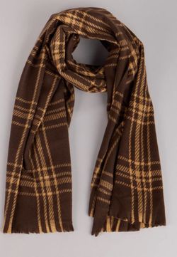 Cozy Girl Season Brown Plaid Scarf. - Brand New with Tags
