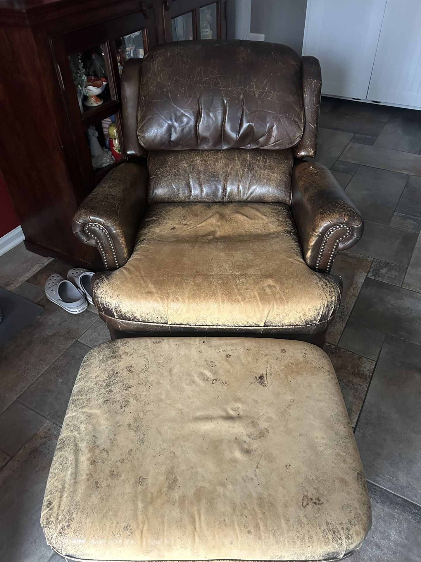 Leather Chair And Ottoman