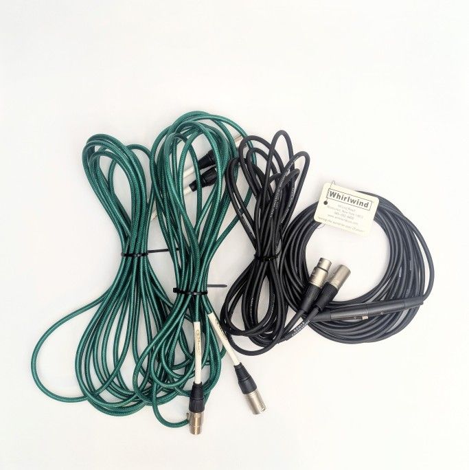 Four Microphone Cables, XLR 3-pin Cables, Blue, Whirlwind, And Livewire Advantage