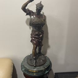 Antique Heavy Bronze Solder Statue