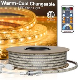 131.2 ft Shine Decor LED Strip Light Connectable, CCT 2K Warm-Cool Changing Tone for Room, 131FT 120V Plug-in Outdoor Rope Lighting Cold Resis