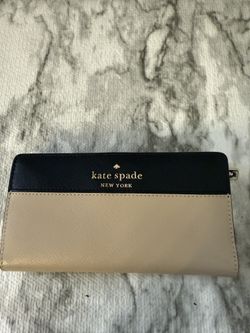 Kate Spade Staci Colorblock Large Slim Bifold Wallet -Black/Warm Beige