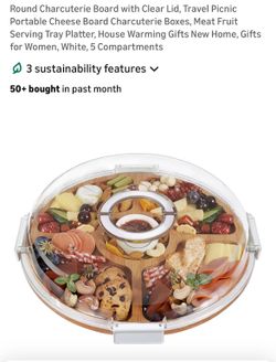 Round Charcuterie Board with Clear Lid,