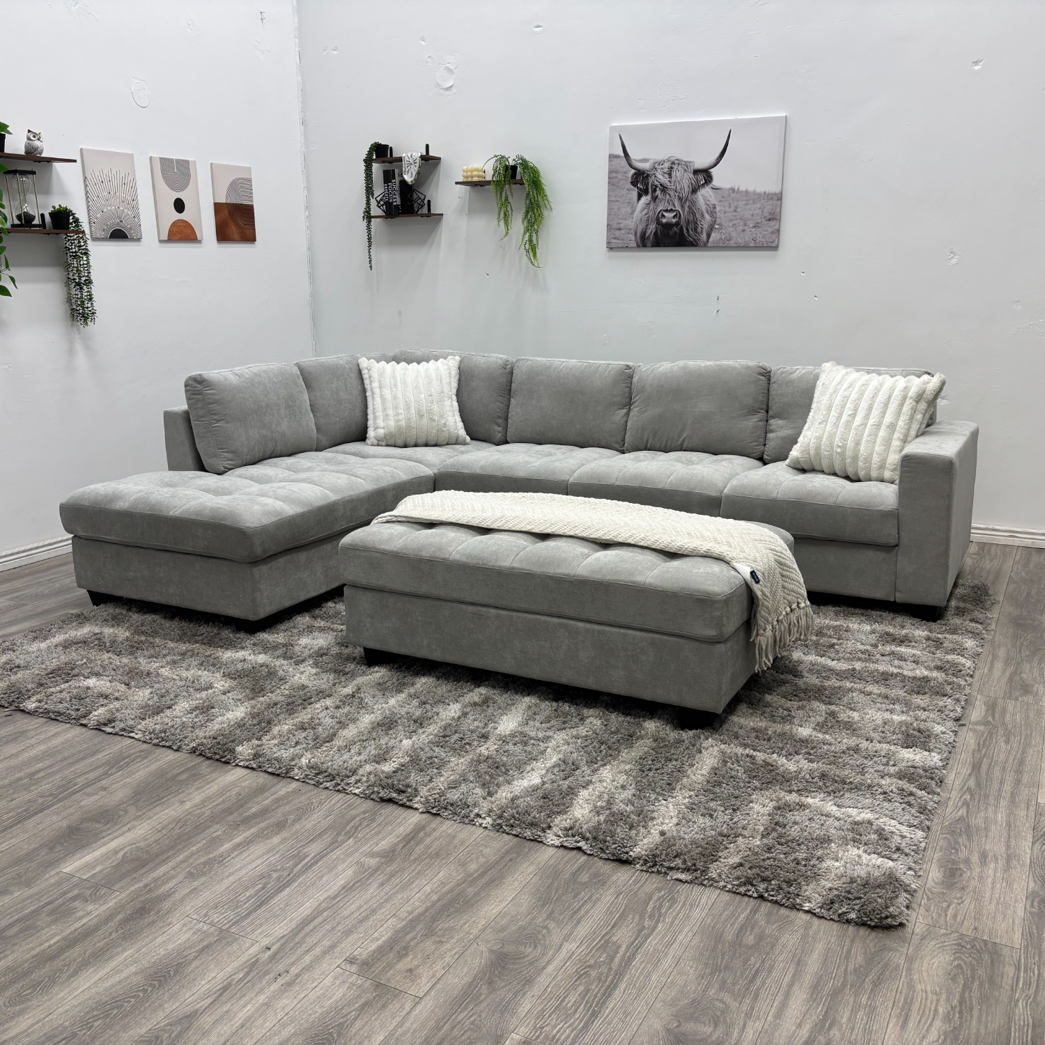 Grey Sectional Couch NEW - Free Delivery