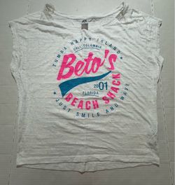 Pre Owned Good Last Photo Spot I have not tried to remove spot Zumba Wear Dance Fitness  Beto Florida 2001 T Shirt  Sleeveless  Printed White Pink Tea