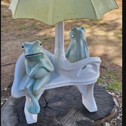 Frogs in love, Concrete Umbrella Bench, a decorative outdoor