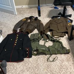 Various Military Jackets And Uniforms
