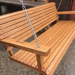 RED OAK PORCH SWINGS,  5 Ft  Wide, RIFF SAWN , OIL FINISH , WITH CHAIN . $495