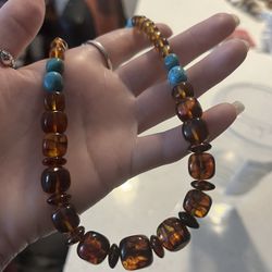 Amber And Turquoise Necklace 