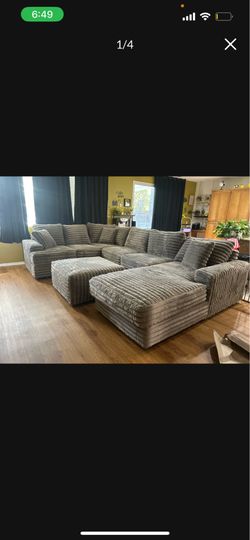 Brand new elegant super plush corduroy cocoa mocha sectional