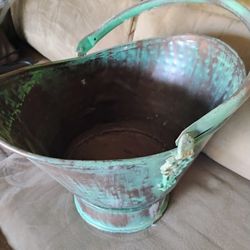 Vintage Copper Helmet Coal Scuttle Bucket
