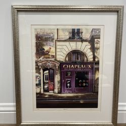 Louis Roubichaud Painting in silver frame with certificate of authenticity