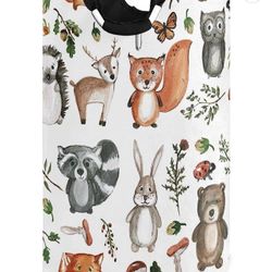 Large Laundry Basket Shopping Foldable Clothes Bag Collapsible Fabric Laundry Hamper (Woodland Animals) 