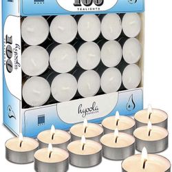 Hyoola Tea Lights Candles - 100 Bulk Candles Pack - Natural Palm Oil Tea Light - European Quality White Unscented Tealight Candles - 4 Hour Burn Time
