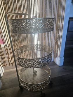 3-Tier Decorative Metal Rolling Utility Cart