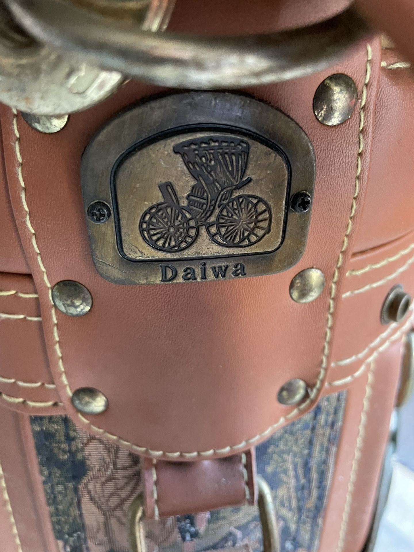 Vintage Daiwa Coach Collection Golf Cart Bag Brown Leather & Cover