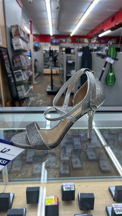 Silver Glitter Strappy Stiletto Heel