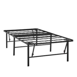 Twin Size 18″ High Profile Foldable Steel Platform Bed Frame in Black