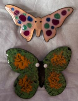 Vintage enamel butterfly pins
