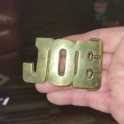 Cast Brass JOE Belt Buckle 