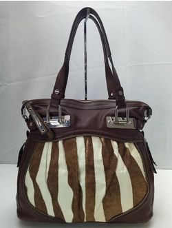 Makowsky Leather & Zebra Hair Double Handle Shoulder Bag