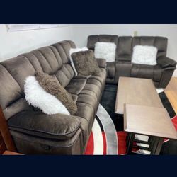 Barcelona Brown Loveseat And Sofa Set Only $999! 
