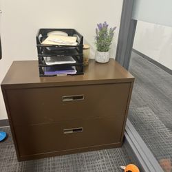 Brown Metal Filing Cabinet  