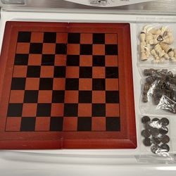 Wooden fold up chess/checkers board 