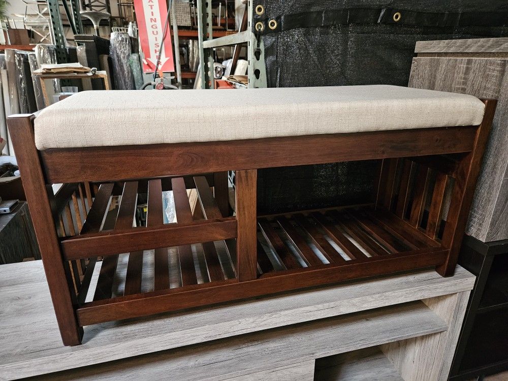 Dark Walnut Shoe Bench