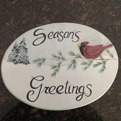 Seasons Greetings Wood Wall Plaque
