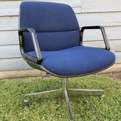 Vintage Mid Century Modern ALL-STEEL Shelll Arm Pollock Eames Era Office Desk Chair Swivel Wheeled Herman Miller Style 