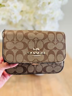 Coach Brown Signature Clutch satchel bag 