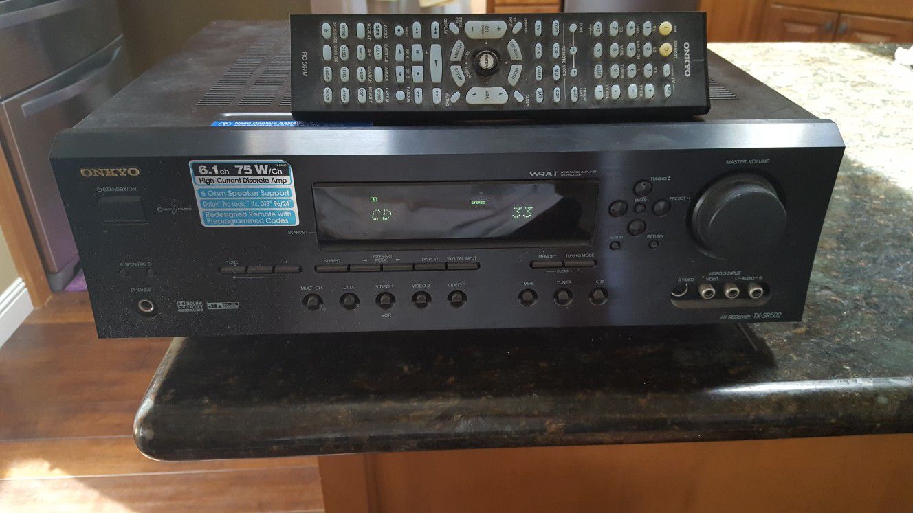 ONKYO- Stereo Receiver w/Remote and Baby Advent ll Speakers