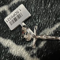 Real Solid 925 Sterling Silver Mens Cross Jesus Piece Crucifix Pendant Necklace