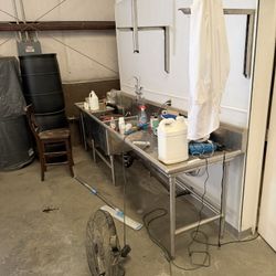 10’ Stainless Steel Commercial Work Table with Built-In Sink – Heavy Duty