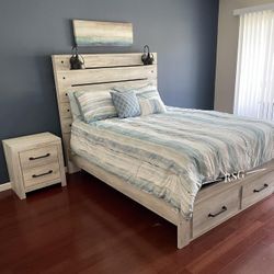 Bedroom Furniture Set 🌟 Queen Size Bed Frame With 2 Drawers Storage ⭐ Dresser Nightstand Chest Mirror Mattress Available 
