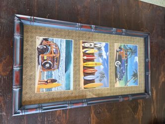 Coastal Woody Wagon Surfboard Framed Art by Scott