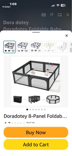 Baby/Infant/Toddler/Child/Toddler Doradotey 8-Panel Foldable Baby Playpen