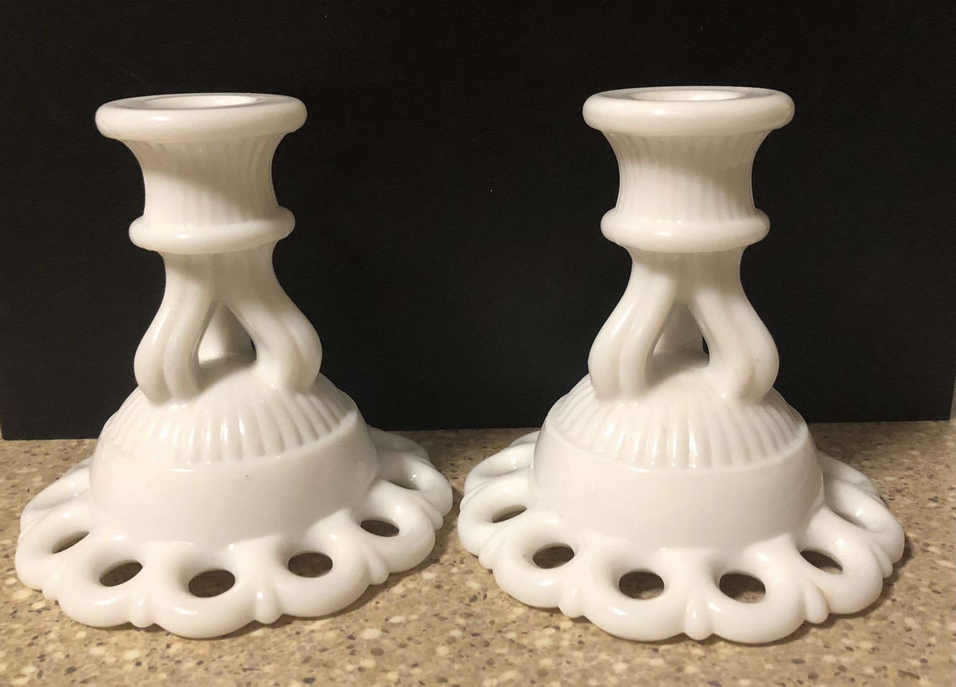 Vtg Westmoreland Set Of 2 Doric Milk Glass Candlestick Candle Holder