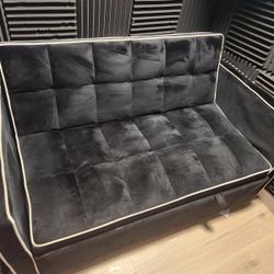 Charcoal Grey Plush Futon/pullout Hide Away Bed With Matress Like New 