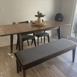 Mid Century Modern Style Dining Set – Table, 2 Chairs & Bench