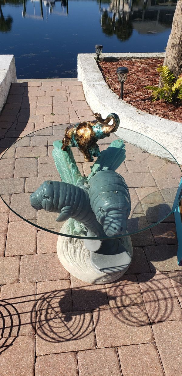 Manatee side table coastal gift beach tropical decor for Sale in NW PRT