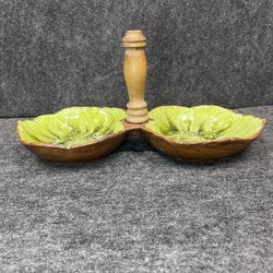 Vintage Treasure Chest 2 Leaf Ceramic Dish 