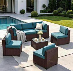 Assembled New 7 Piece Outdoor Patio Furniture Set Modular Sectional Sofa Rattan Wicker