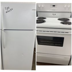 Refrigerator & Stove Set! Frigidaire White Excellent! 30-Day Warranty! Delivery Available Same Day 