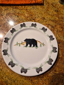 Rustic Black Bear Dinner Plates
