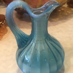 Antique Northwood Blue Opalescent Cruet 